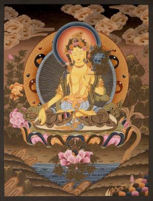 White Tara Thangka Painting | Original Hand-Painted Female Bodhisattva Art
